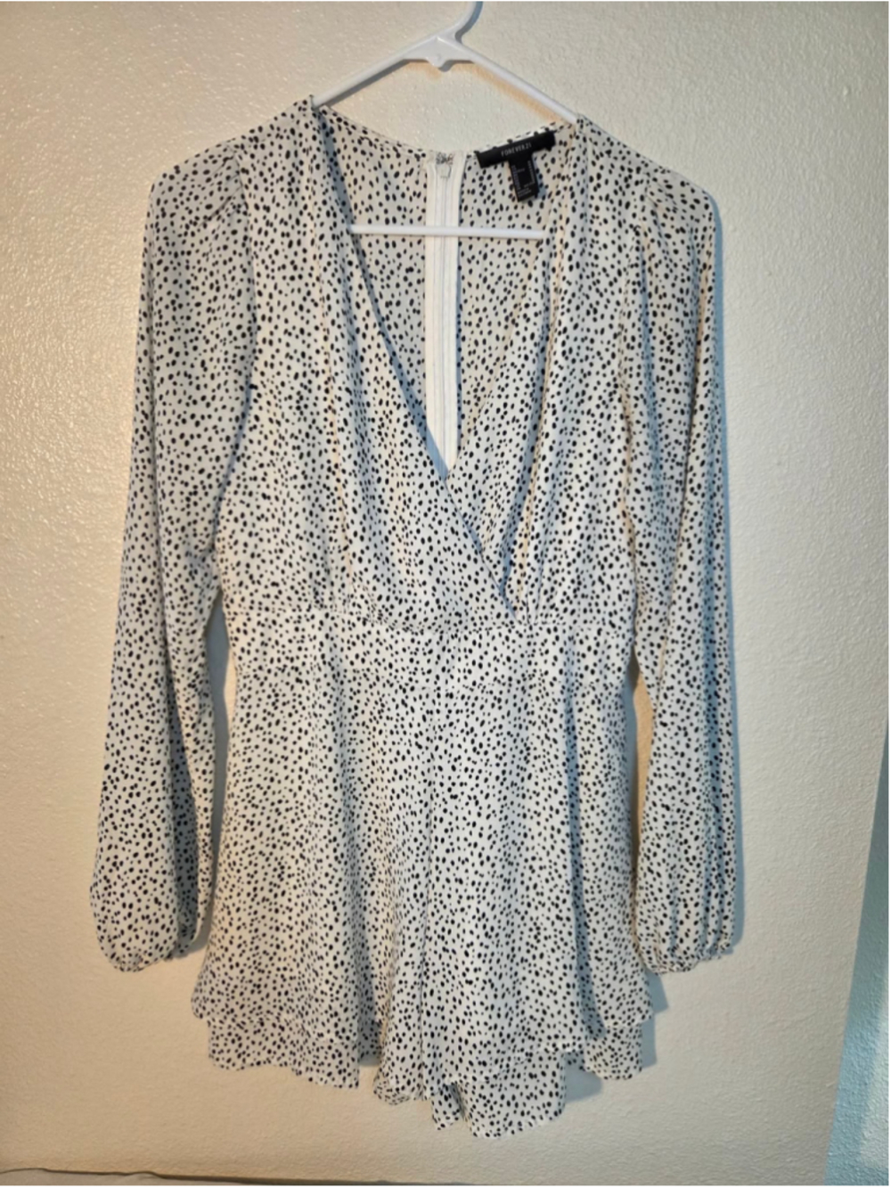 Forever 21 Women’s M Black & White Polka Dot Romper Y2K Retro